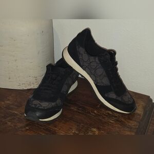 Coach Mason Sneakers Signature Jacquard Sz 7.5 B Black Gray Canvas